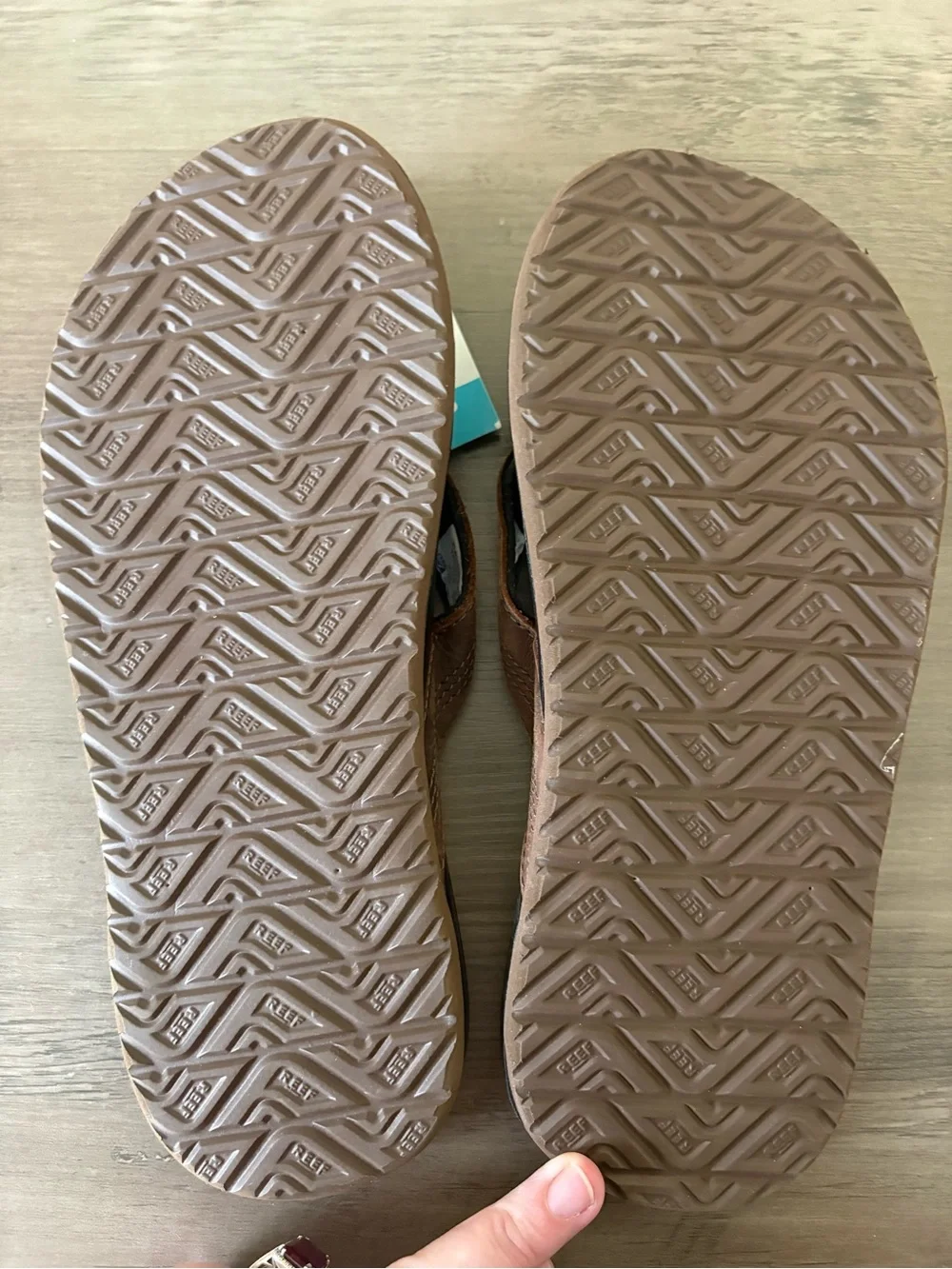REEF Cushion Phantom LE Men’s 8 Black Brown Leather Flip Flops NWT